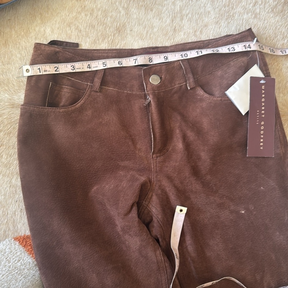 Brown genuine suede leather pants new with tags by Margaret Godfrey size 6 - Picture 13 of 16